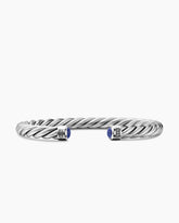 Cable Cuff Bracelet in Sterling Silver with Lapis, 6mm